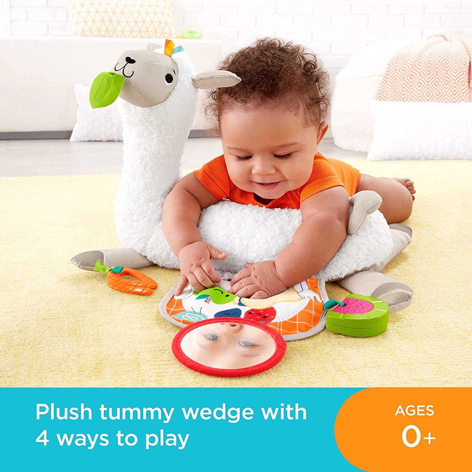 Fisher-Price Grow-with-Me Tummy Time Llama, Plush Infant Support Wedge