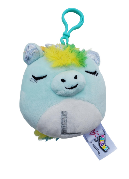 Scented Squishmallows Justice Exclusive Crystal the Unicorn Letter "L" Clip On Plush Toy