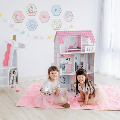 Teamson Kids - Wonderland Ariel 2 in 1 Doll House & Play Kitchen - Pink / Grey