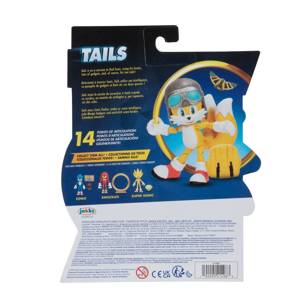 Sonic the Hedgehog 2 Tails 4-Inch with Backpack and Gizmo Wing Action Figure Toy