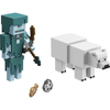 Mattel Minecraft Craft-a-Block 2-Pk Character Action Figures Based On The Video Game, Stray Vs. Polar Bear