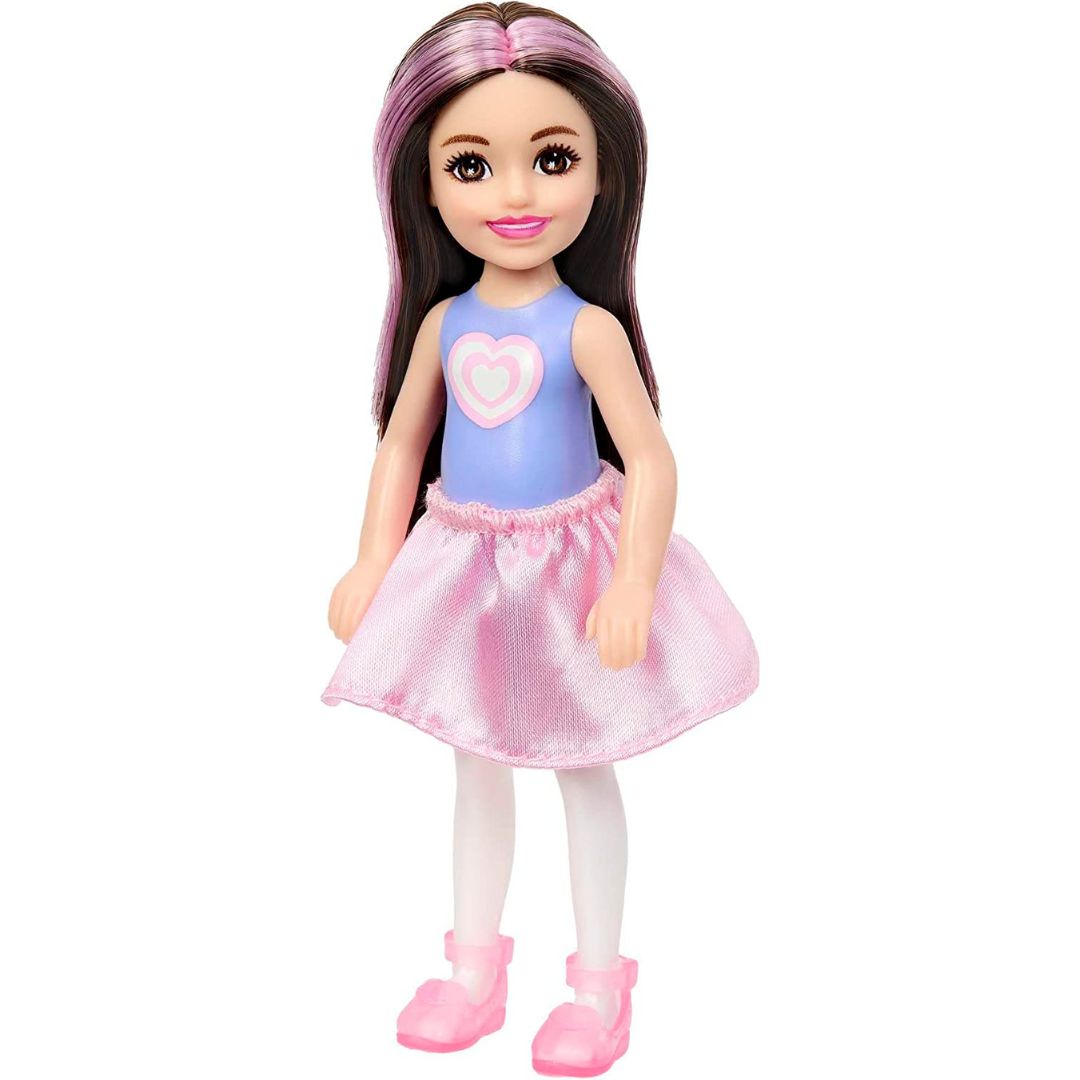 Barbie Chelsea Cutie Reveal Small Doll & Accessories, Brunette with Teddy Bear Costume, 6 Surprises