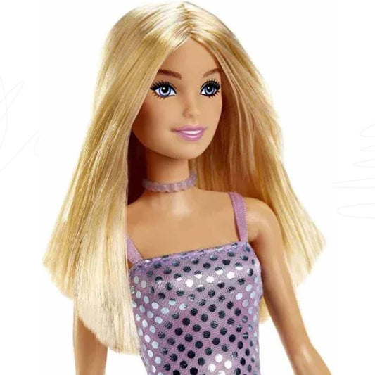 Barbie Glitz Doll, Blonde Purple Polka Dot Dress