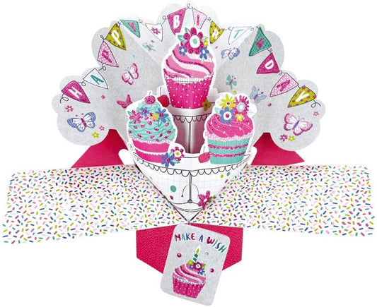 Second Nature Mailable Make A Wish Cupcake Pop Up Greeting Card - POP134