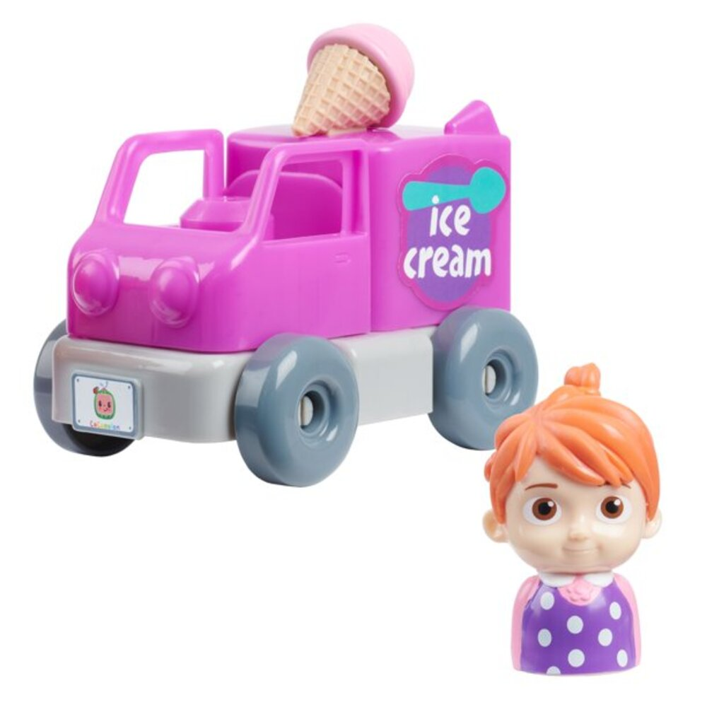 Cocomelon Build-A-Vehicle, YoYo in Pink Ice Cream Truck 4 Piece Set