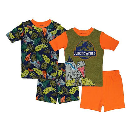 Jurassic World Boys 4 Piece Shirts & Shorts Pajama Set, Size 4