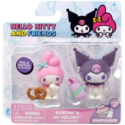 Hello Kitty® and Friends 2 Inch Figure Sweet & Salty 2 Figure Pack, Kuromi & My Melody