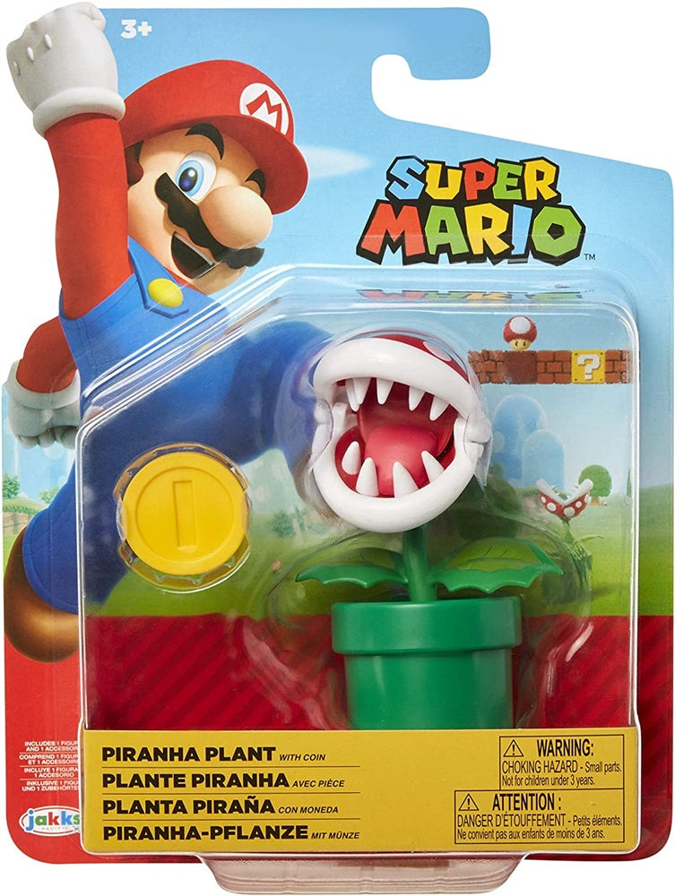 World of Nintendo Super Mario Piranha Plant 4” Articulated Figure with Coin
