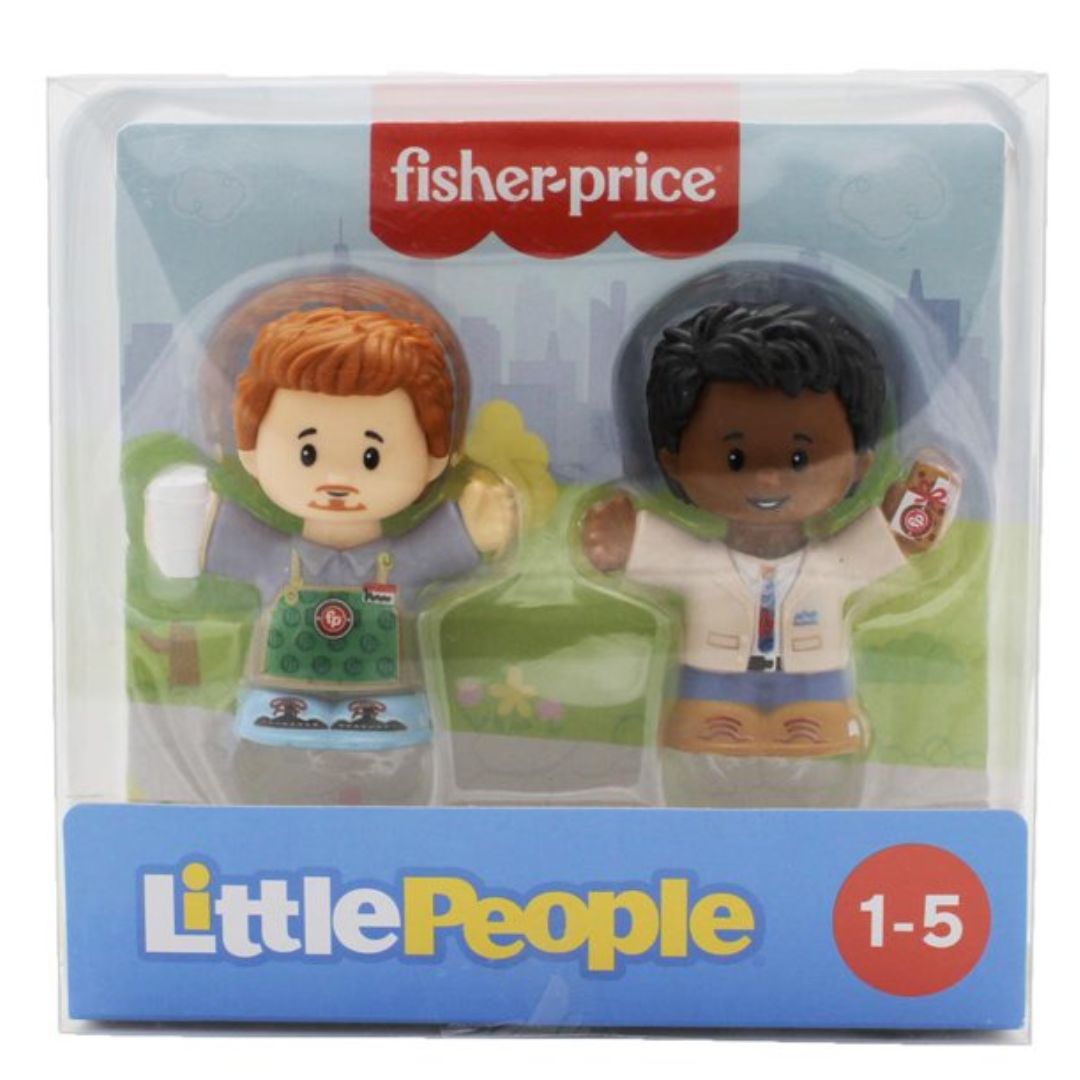 Fisher-Price Little People 2 Pack Action Toy Figure, Coffee Barista and Customer