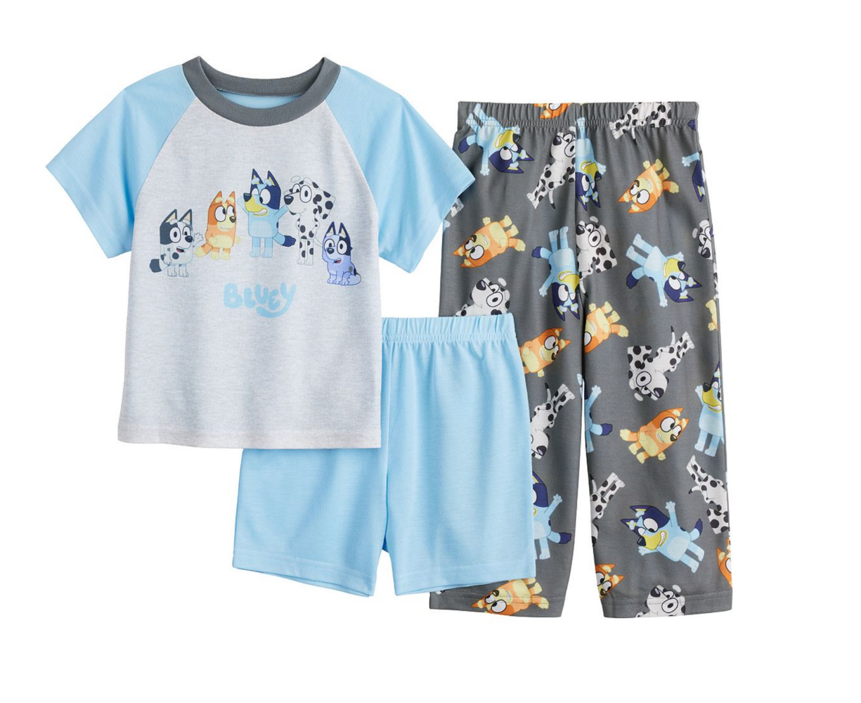 Bluey Toddler Boys 3 Piece Short & Pants Pajama Sets