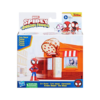Marvel Spidey and His Amazing Friends City Blocks Pizza Place Playset