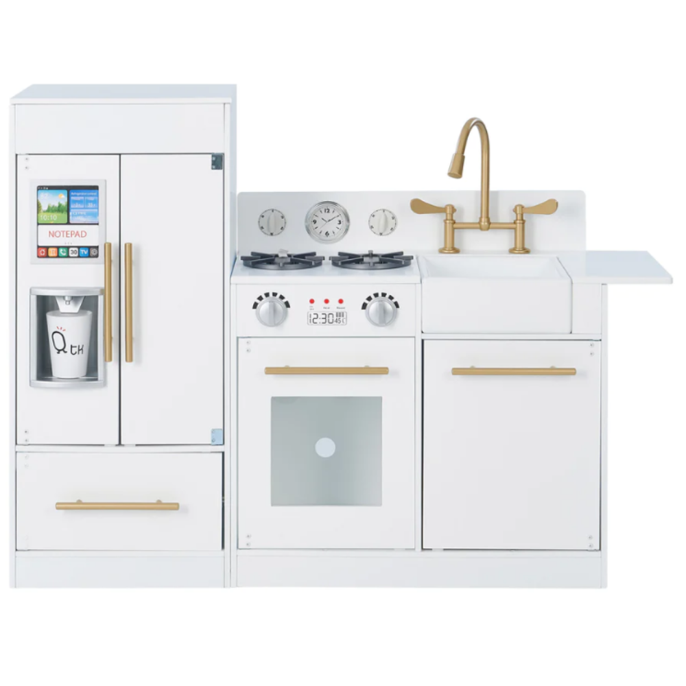 Teamson Kids Little Chef Chelsea Modern Play Kitchen, White/Gold