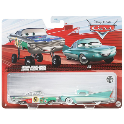 Disney Pixar Cars Saludos Amigos Ramone and Flo 2-Pack, 1:55 Scale Die-Cast Character Vehicles Ages 3+
