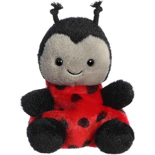 Front view thumbnail of the cute Lil Spots Ladybug plush sitting straight, highlighting its dark safety eyes, stitched grin, and small black limbs.