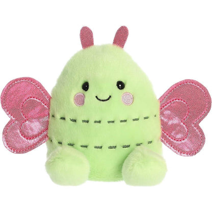 Front view of the cute Zephyr Butterfly plush sitting straight, highlighting its dark safety eyes, rosy pink cheeks, and symmetrical open wings.
