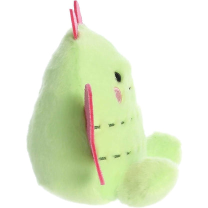 Side profile view of the mini butterfly plush showcasing its soft seated posture, antenna, and the side view of its plush wing.