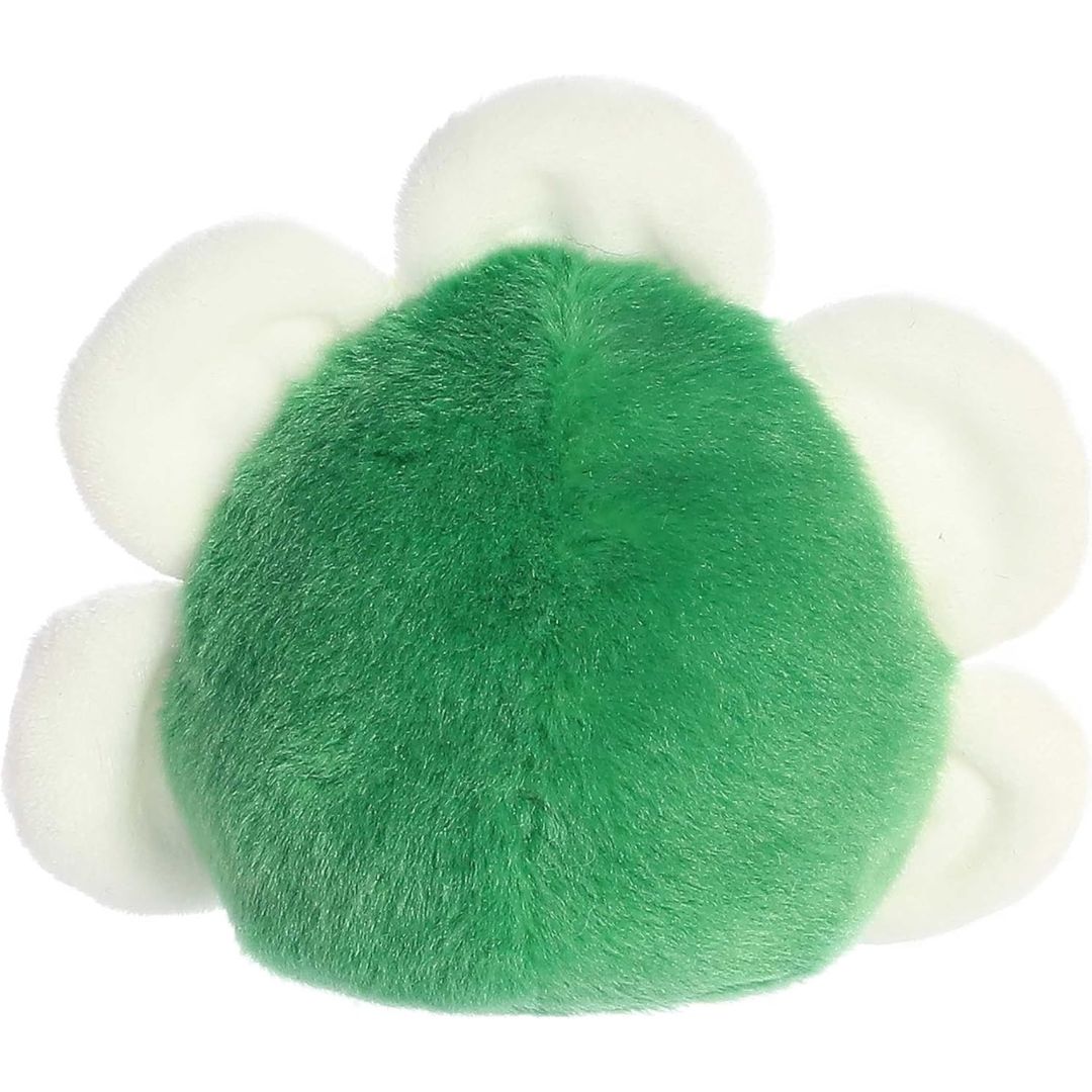 Back view of the Deon Daisy plush showcasing the solid vibrant green fabric.