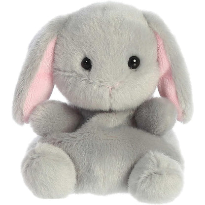 Front view of the adorable Aurora Pebbles Bunny stuffed animal featuring a sweet face, dark eyes, and a cute little pink nose.