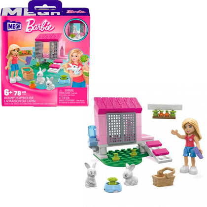MEGA Barbie Bunny Playhouse 78 Piece Building Kit Toy, Ages 6+