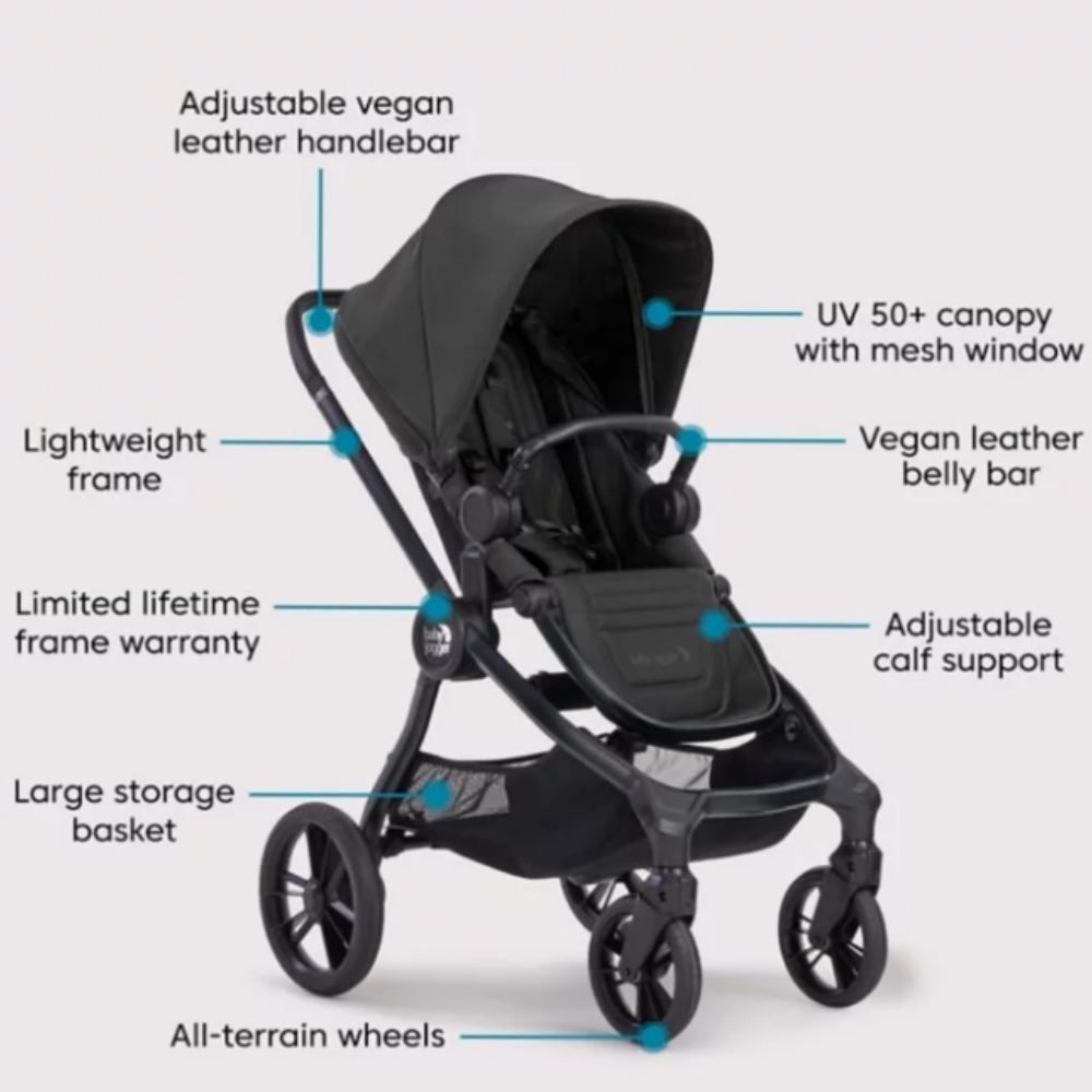 Baby Jogger® City Sights® Travel System - Convertible Stroller with Included City GO Infant Car Seat, Rich Black