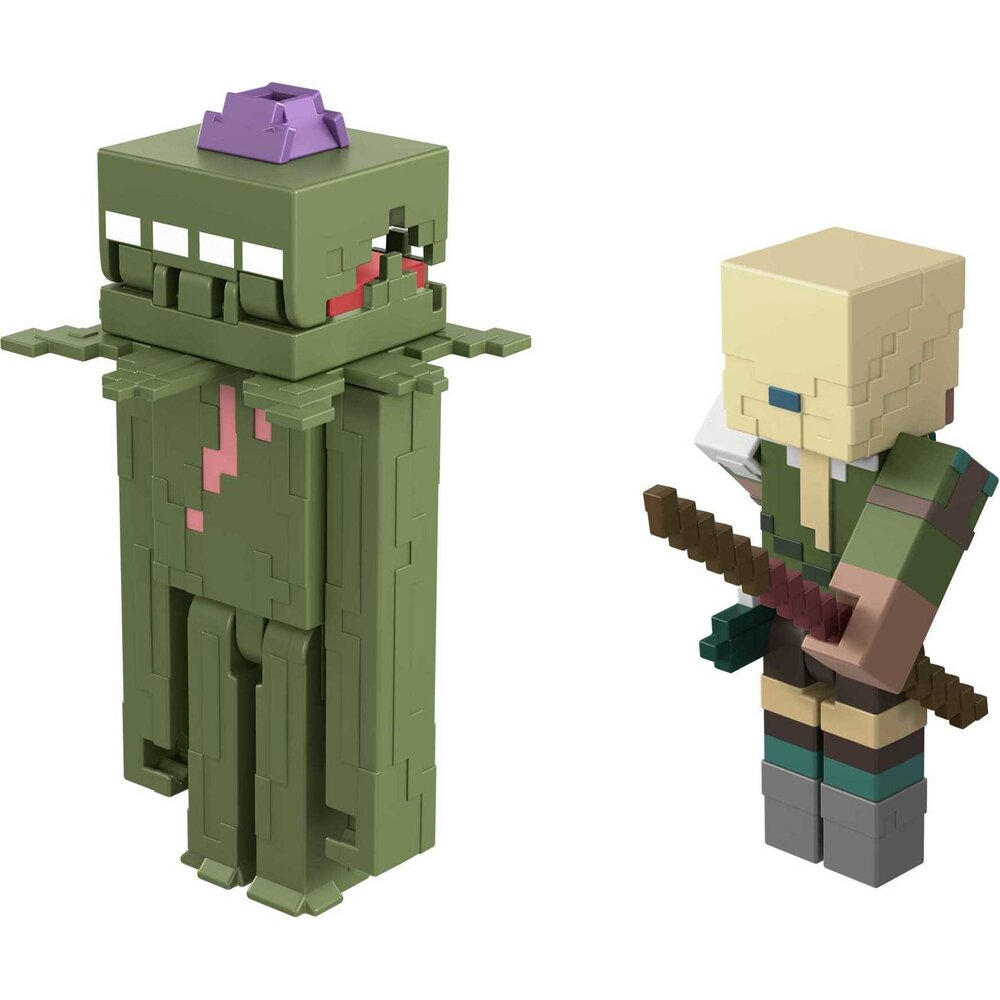 Mattel Minecraft Craft-a-Block 2-Pk Character Action Figures Based On The Video Game, Explorer Vs. Whisperer