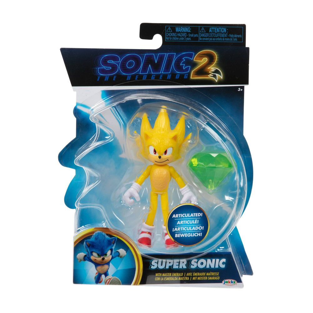 Sonic the Hedgehog 2, 4 inch Articulated Super Sonic with Master Emerald Action Figure