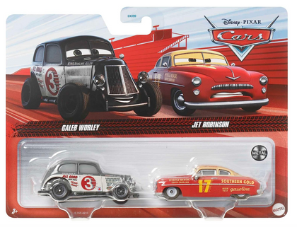 Disney Pixars Cars Caleb Worley and Jet Robinson 2-Pack, 1:55 Scale Die-Cast Character Vehicles Ages 3+