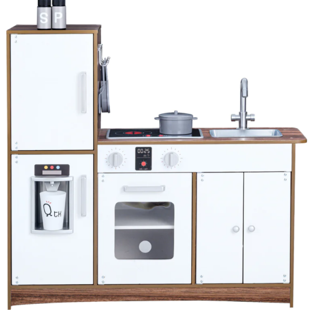 Teamson Kids Little Chef Palm Springs Classic Kids Play Kitchen with Accessories, Natural/White