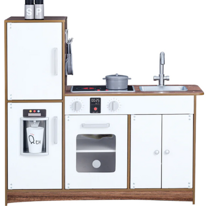 Teamson Kids Little Chef Palm Springs Classic Kids Play Kitchen with Accessories, Natural/White