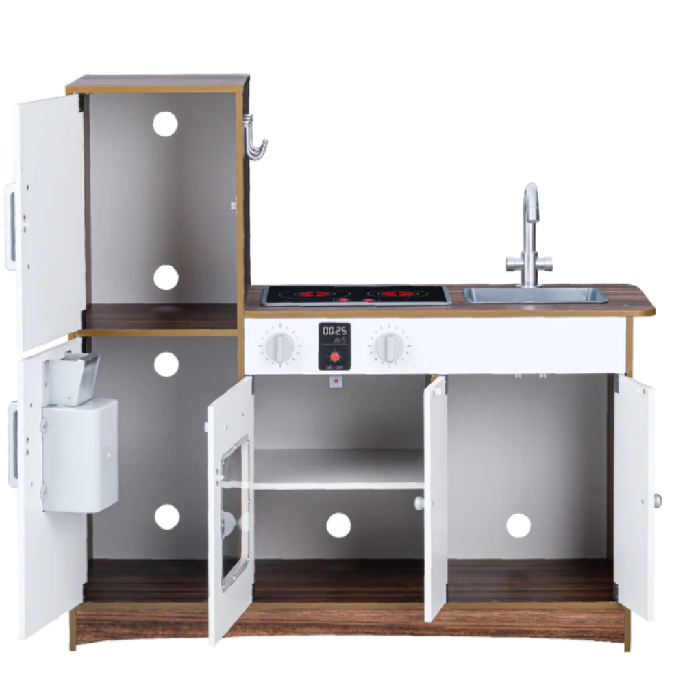 Teamson Kids Little Chef Palm Springs Classic Kids Play Kitchen with Accessories, Natural/White