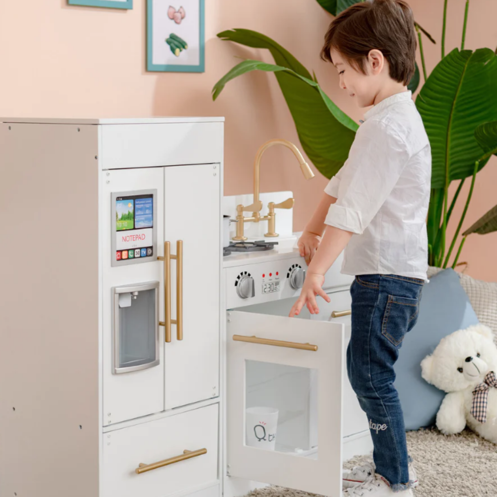 Teamson Kids Little Chef Chelsea Modern Play Kitchen, White/Gold