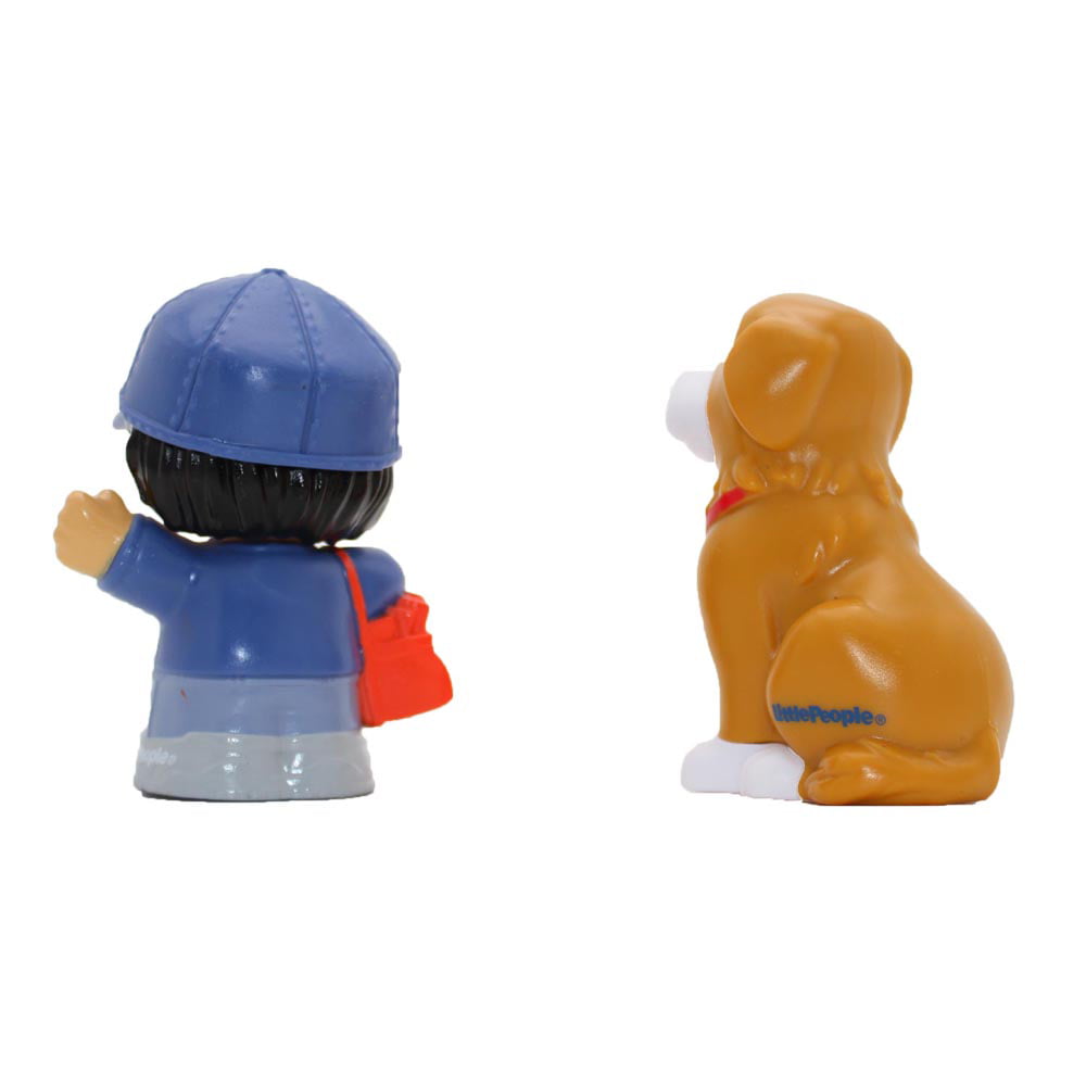 Fisher-Price Little People 2 Pack Action Toy Figure, Mail Person Girl and Brown Dog