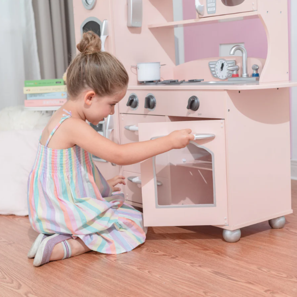 Teamson Kids Little Chef Westchester Retro Play Kitchen, Pink