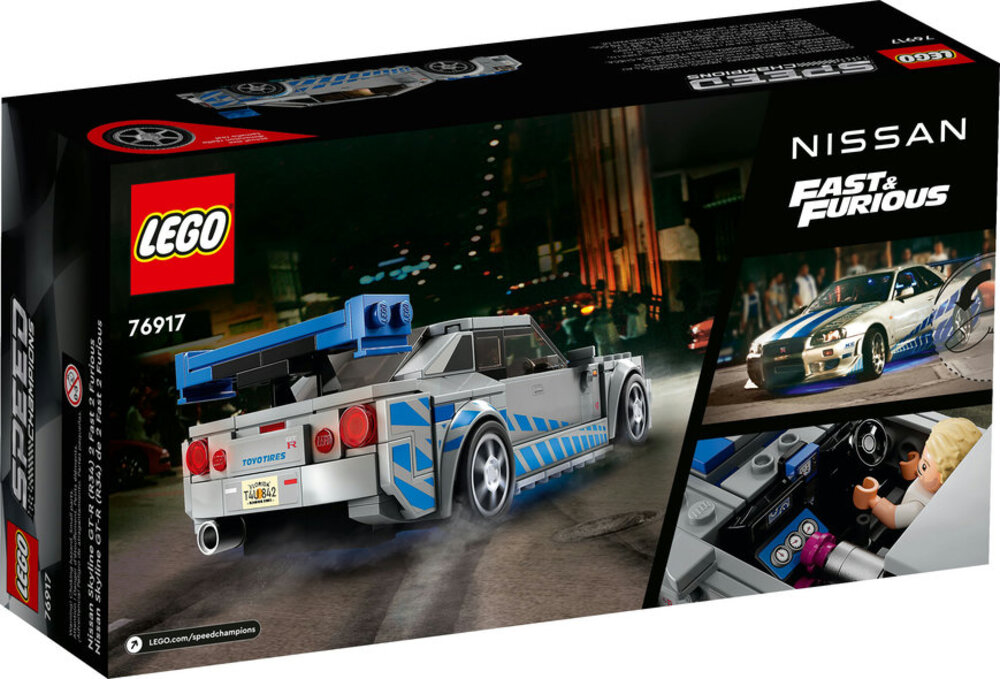 LEGO® Speed Champions 2 Fast 2 Furious Nissan Skyline GT-R (R34) 76917 Building Toy Set Ages 9+ (319 Pieces)