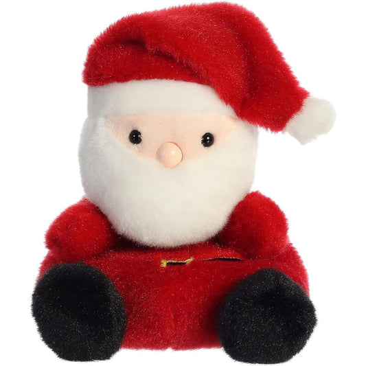 Front view thumbnail of the cute Santa Claus plush sitting straight, highlighting its dark safety eyes, peach button nose, and tiny golden embroidered belt buckle.