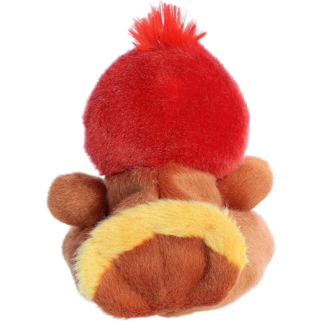 Rear view thumbnail of the Aurora autumn turkey stuffed toy displaying its fan-shaped tail feathers with a golden-yellow border.