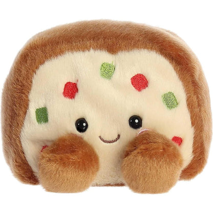 Front view thumbnail of the cute Fran Fruit Cake plush sitting straight, highlighting its symmetrical safety eyes, stitched grin, and festive red and green spots.