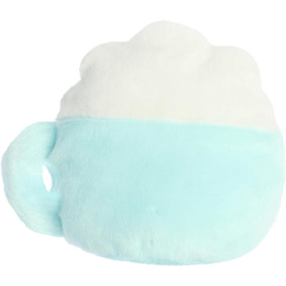 Rear view thumbnail of the Aurora holiday drink stuffed toy displaying its smooth, solid mint-blue plush backing and plush handle.