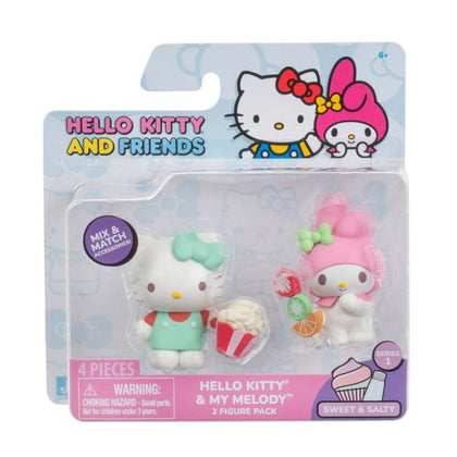 Hello Kitty® and Friends 2 Inch Figure Sweet & Salty 2 Figure Pack, Hello Kitty & Melody