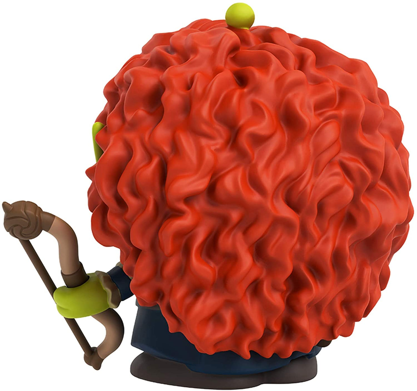 Back view of the Merida Alien figure highlighting the detailed texture of the wild curly red hair and the back of the blue dress.