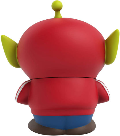 Back view of the Miguel Alien figure highlighting the solid red hoodie, blue jeans, and green antenna popping out of the top.