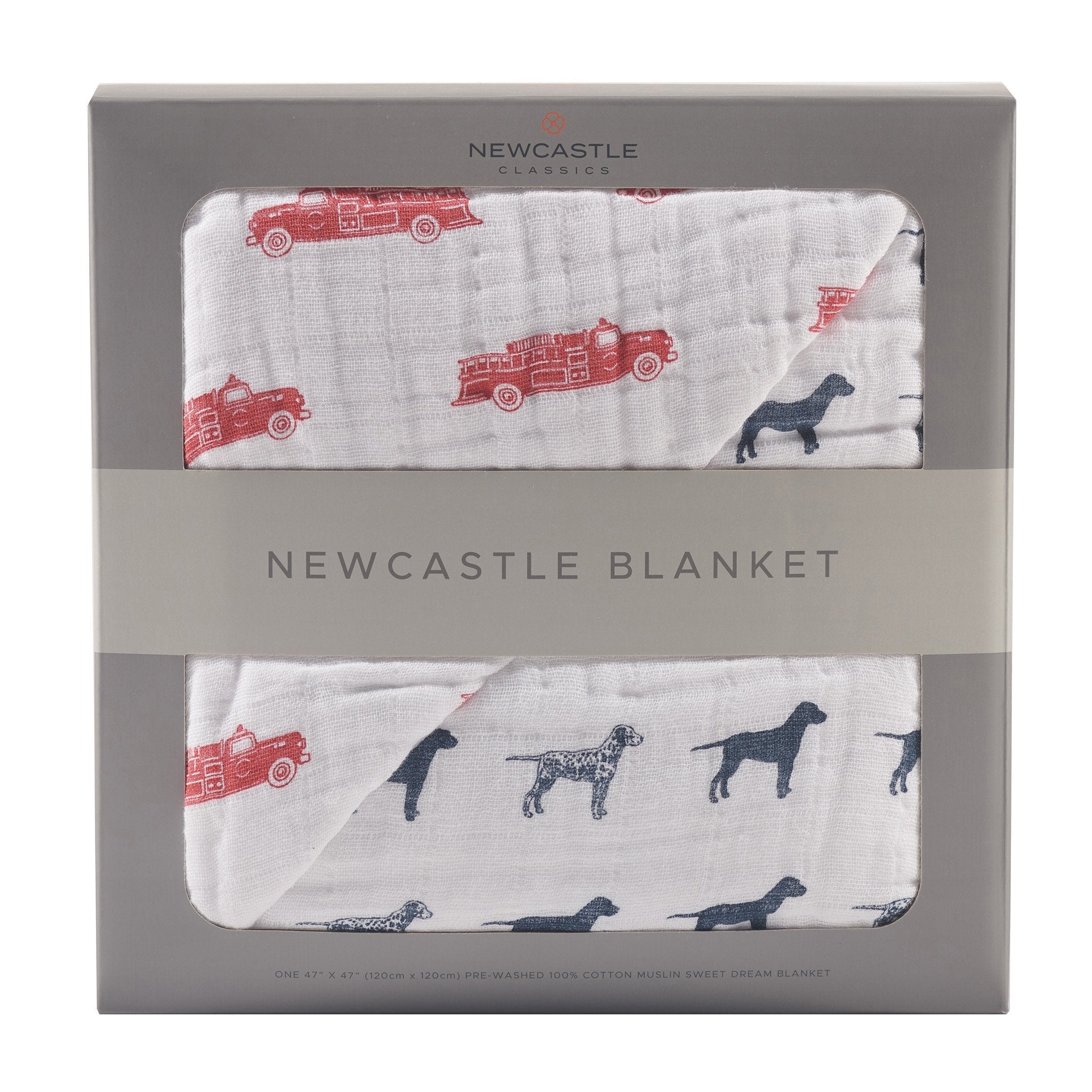 Newcastle Classics Fire Truck and Dalmatian 100% Soft Muslin Blanket 47
