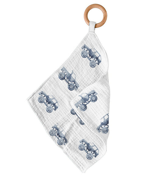 Newcastle Classics Indigo Monster Trucks 100% Cotton Blanket Teether