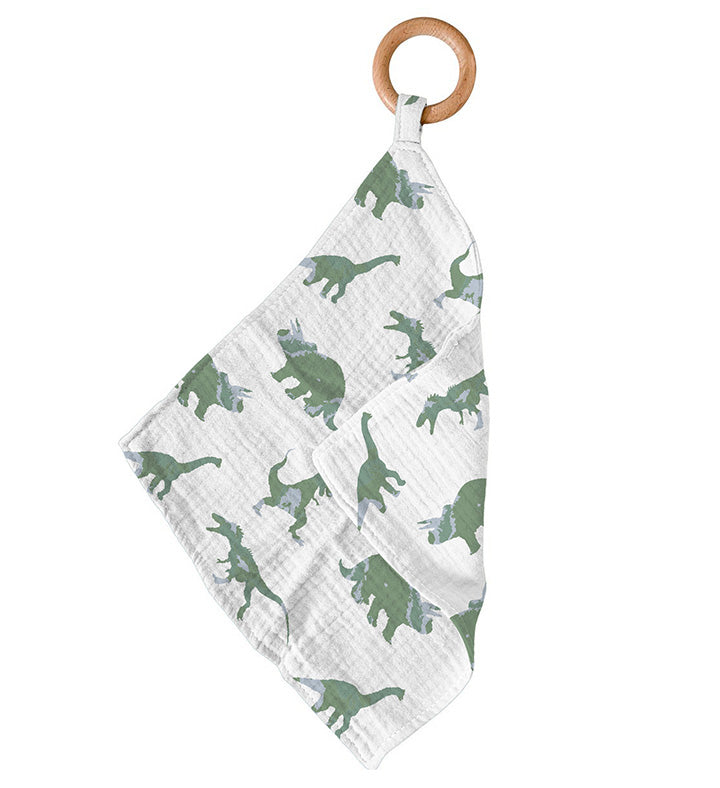 Newcastle Classics Granite Green Dinosaurs 100% Cotton Blanket Teether