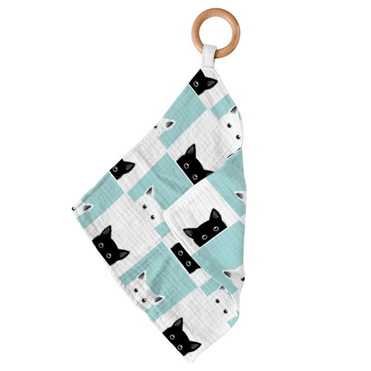 Newcastle Classics Peek-A-Boo Cats 100% Bamboo Cotton Blanket Teether