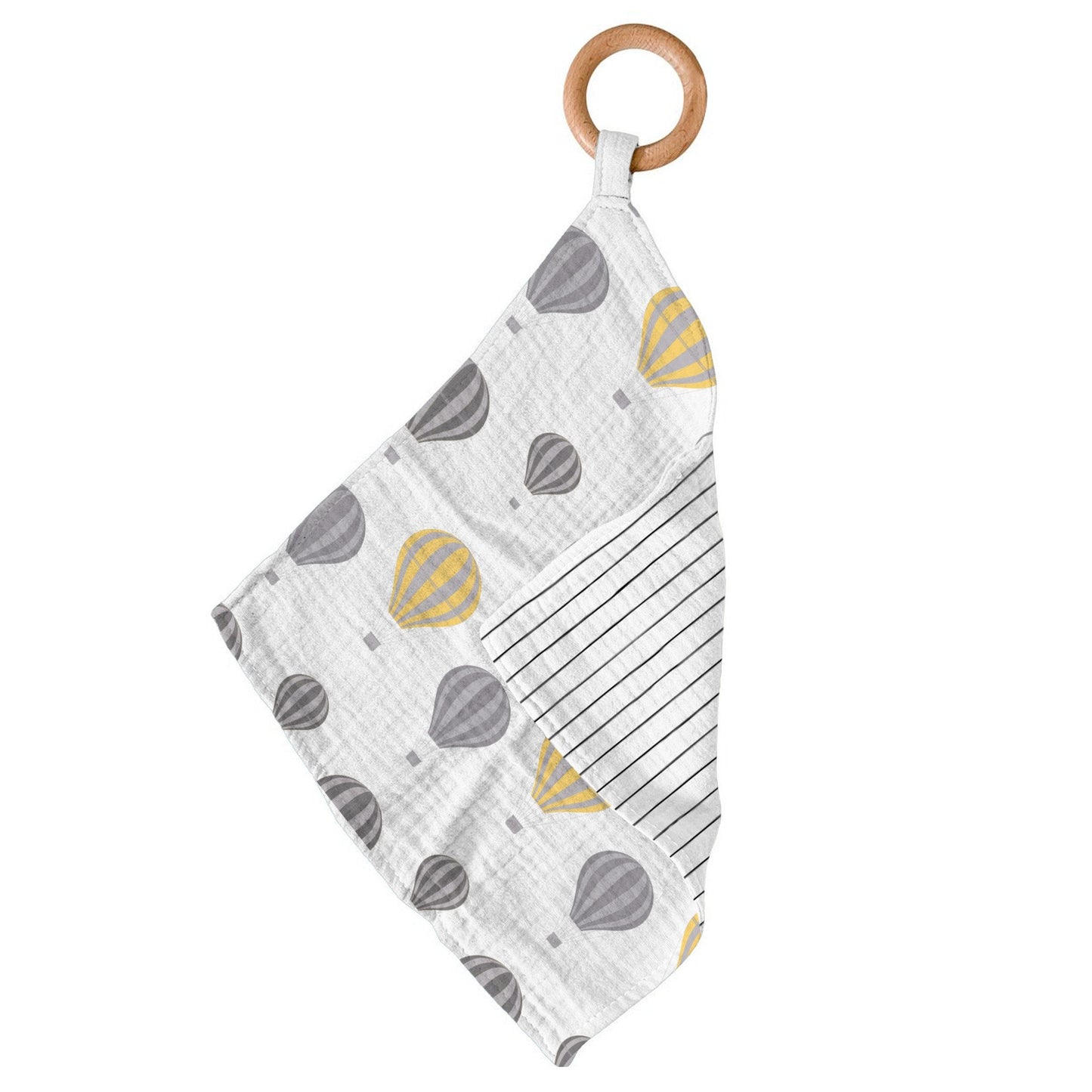 Newcastle Classics Hot Air Balloon & Pencil Stripe 100% Bamboo Cotton Blanket Teether