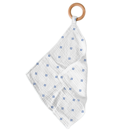 Newcastle Classics Periwinkle Diamond Polka Dot 100% Bamboo Cotton Blanket Teether