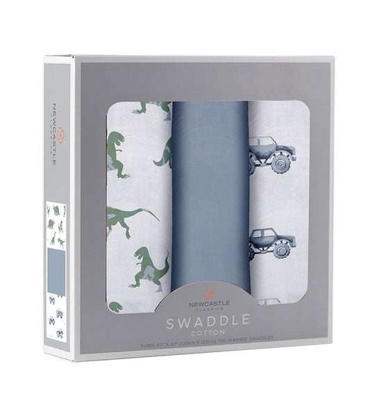 Newcastle Classics Rough Terrain 100% Soft Muslin Cotton Swaddle 3 Pack