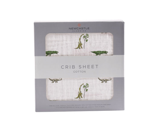 Newcastle Classics Dino Days 100% Natural Muslin Crib Sheet