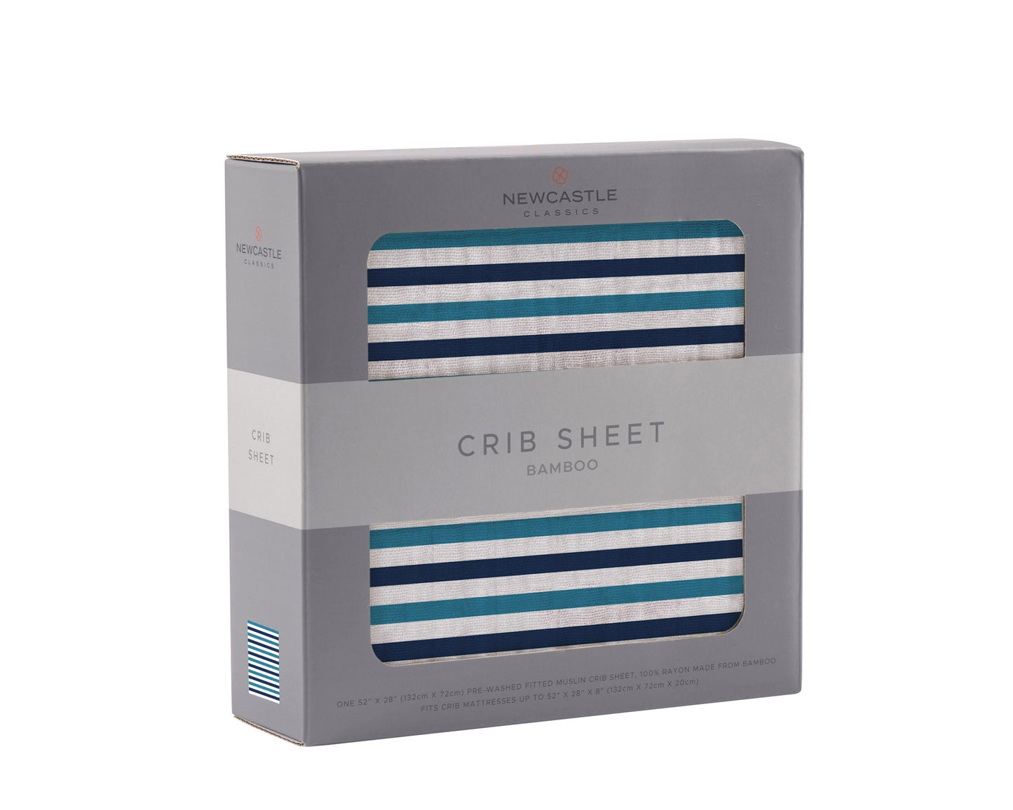 Newcastle Classics Blue and White Stripe Ultimate Road Trip 100% Natural Bamboo Muslin Crib Sheet